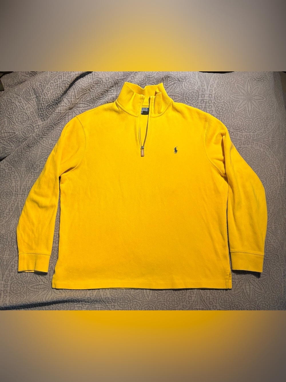 Ralph Lauren Men’s Bright Yellow Zip-Neck Sweater